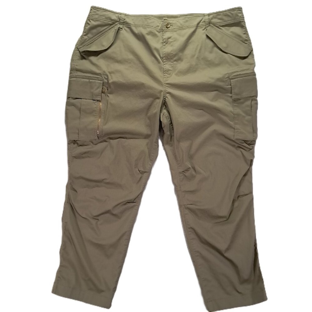 Lauren Ralph Lauren Cargo Pant Women Plus 44x27, Tag 20W Olive Green Stretch